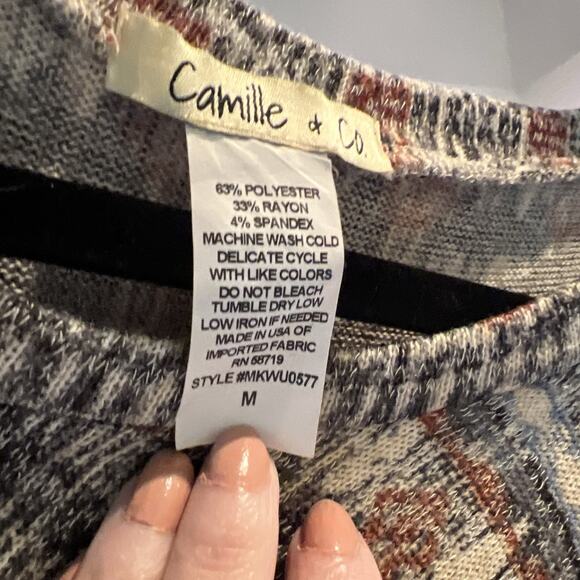 Camille And Co. Soft Tunic Wrap Poncho Top Marbled Multicolor Sz M - Picture 2 of 8